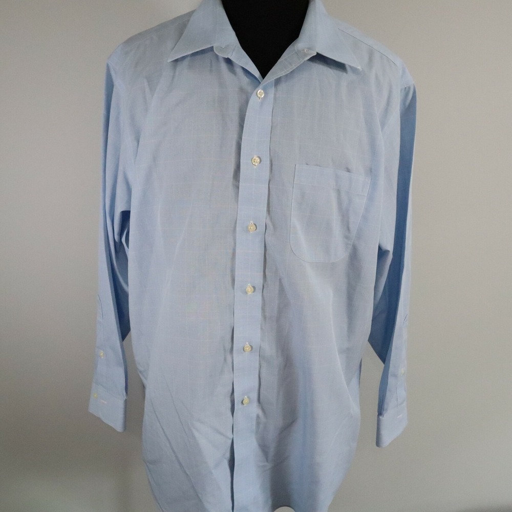Brooks Brothers Shirt Mens 17 4-5‎ 346 Non Iron Button Up Blue Plaid Long Sleeve
